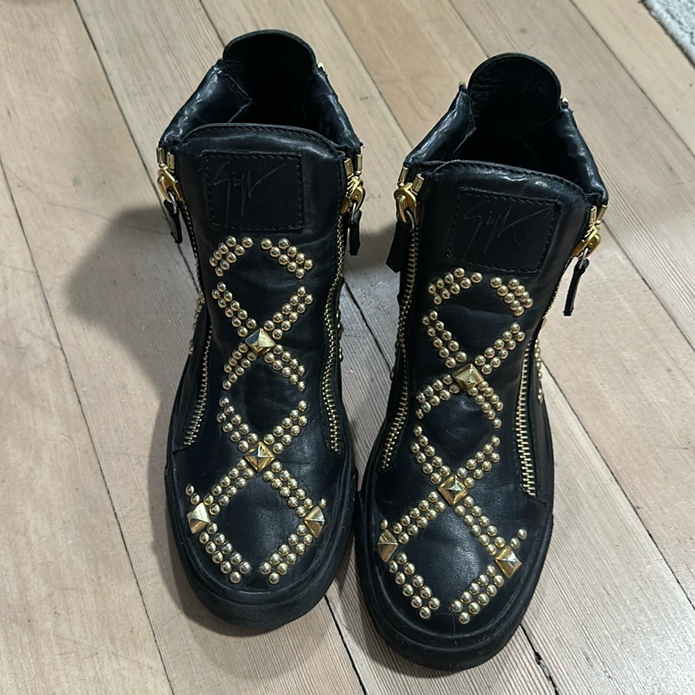 GIUSEPPE ZANOTTI LEATHER SNEAKER BOOTS
